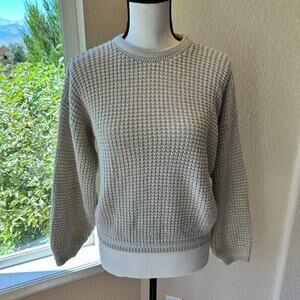 New Era Vintage 80's Beige Neutral Crew Neck Knit Long Sleeve Sweater Size Large
